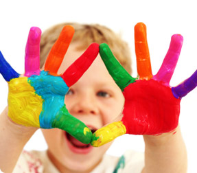 Child with paint all over his hands